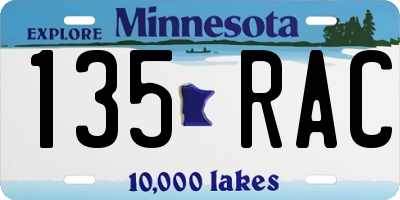 MN license plate 135RAC
