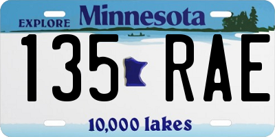 MN license plate 135RAE