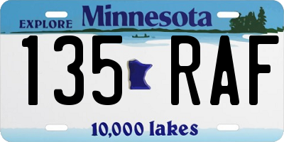 MN license plate 135RAF
