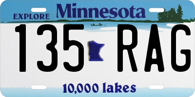 MN license plate 135RAG