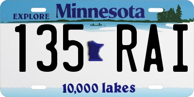 MN license plate 135RAI