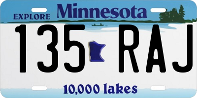 MN license plate 135RAJ