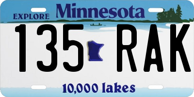 MN license plate 135RAK