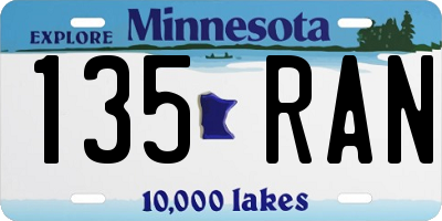 MN license plate 135RAN