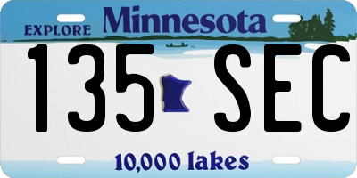 MN license plate 135SEC