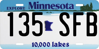 MN license plate 135SFB