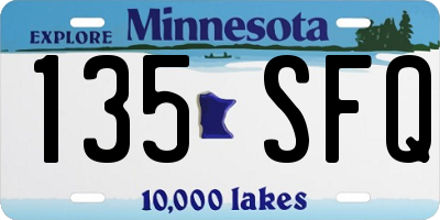 MN license plate 135SFQ