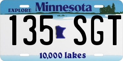 MN license plate 135SGT