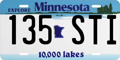 MN license plate 135STI