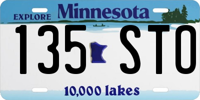 MN license plate 135STO