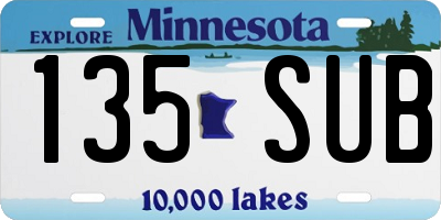 MN license plate 135SUB