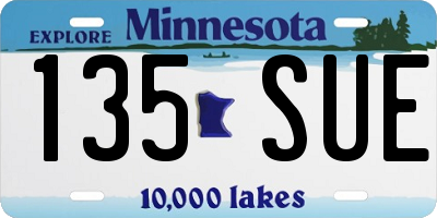 MN license plate 135SUE