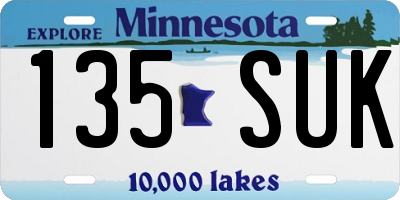 MN license plate 135SUK