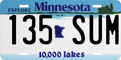 MN license plate 135SUM