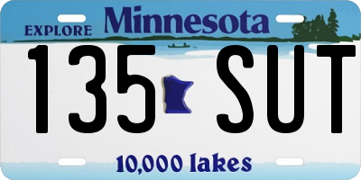 MN license plate 135SUT