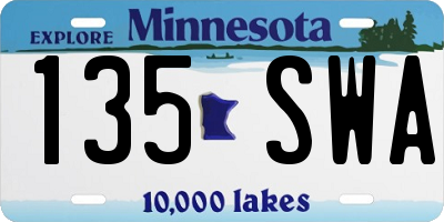 MN license plate 135SWA