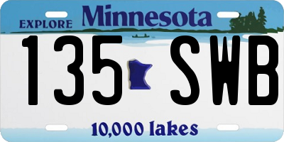 MN license plate 135SWB