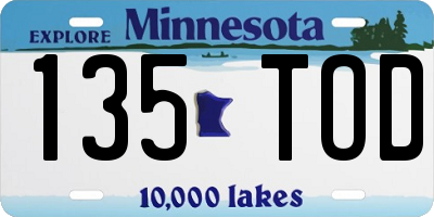 MN license plate 135TOD