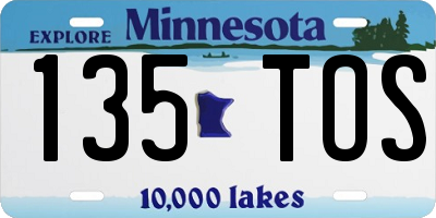 MN license plate 135TOS