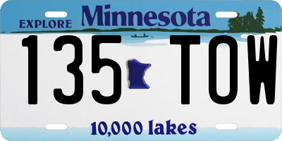 MN license plate 135TOW