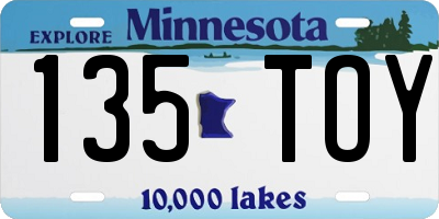 MN license plate 135TOY