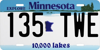 MN license plate 135TWE