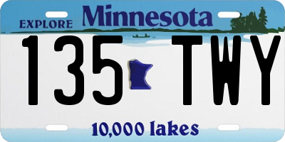 MN license plate 135TWY