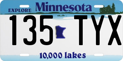 MN license plate 135TYX