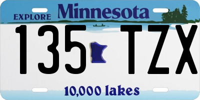 MN license plate 135TZX