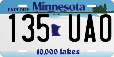 MN license plate 135UAO