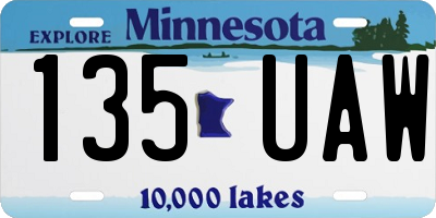 MN license plate 135UAW