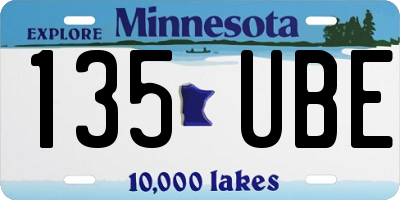 MN license plate 135UBE