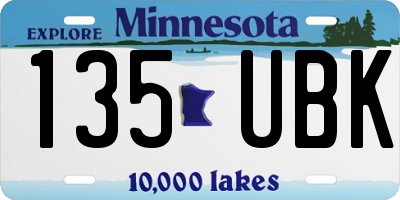 MN license plate 135UBK