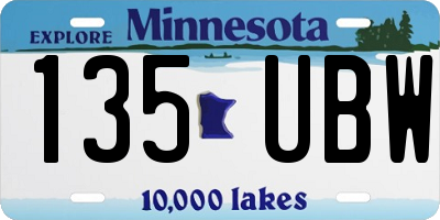 MN license plate 135UBW