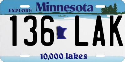 MN license plate 136LAK