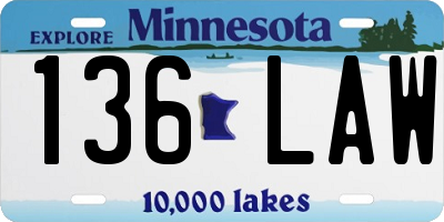 MN license plate 136LAW