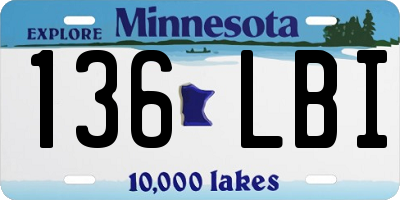 MN license plate 136LBI