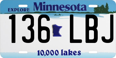 MN license plate 136LBJ