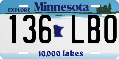 MN license plate 136LBO