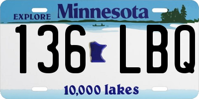 MN license plate 136LBQ