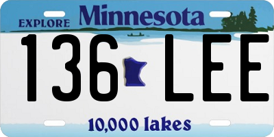 MN license plate 136LEE