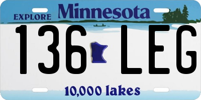 MN license plate 136LEG