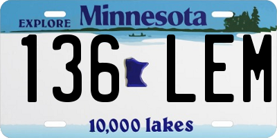 MN license plate 136LEM