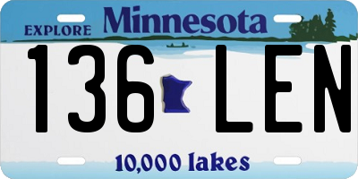 MN license plate 136LEN