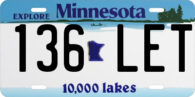 MN license plate 136LET