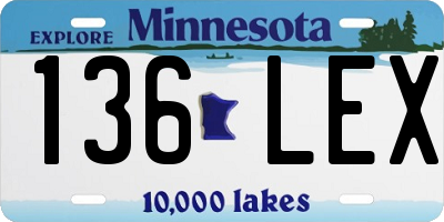 MN license plate 136LEX