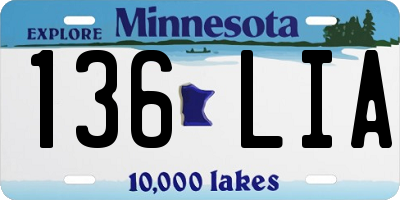 MN license plate 136LIA