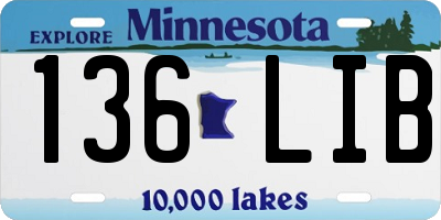 MN license plate 136LIB