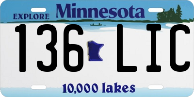 MN license plate 136LIC