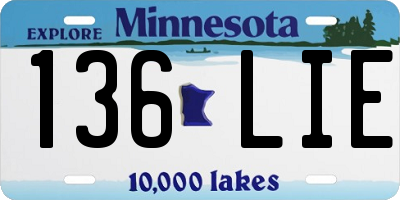 MN license plate 136LIE
